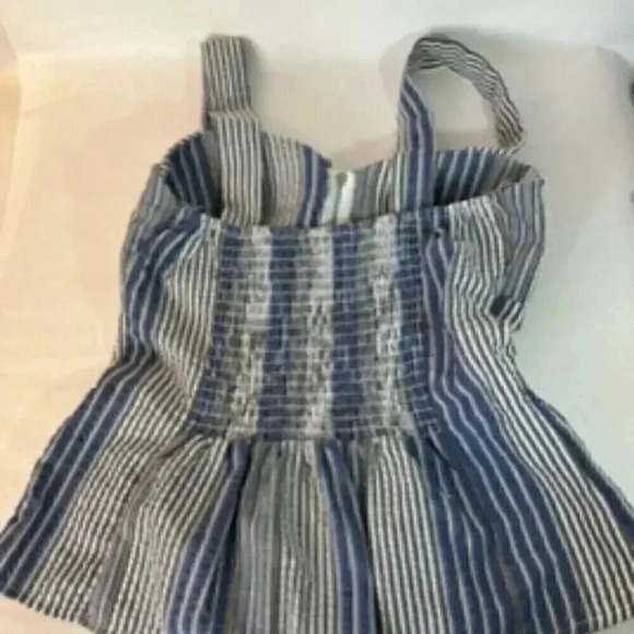 Mind Code Zip Front Blue Striped Bustier Top Women's Sz Medium - Picture 6 of 9